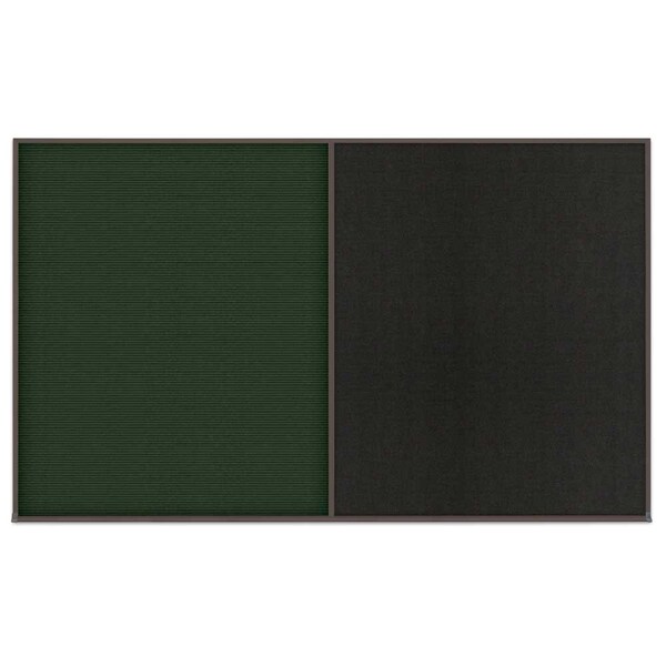 Triple Door Radius Corkboard, 72"x36", Hea, UV7015RC-SATIN-MEDGRY